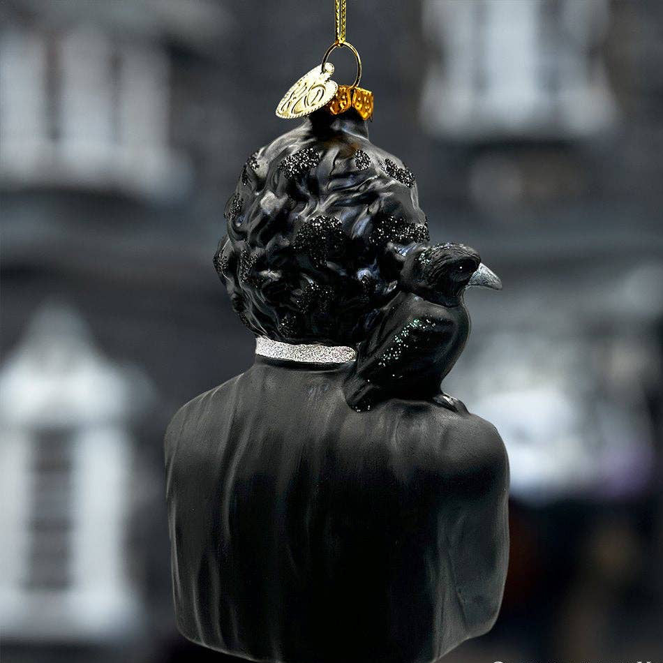 Edgar Allan Poe Glass Christmas Ornament
