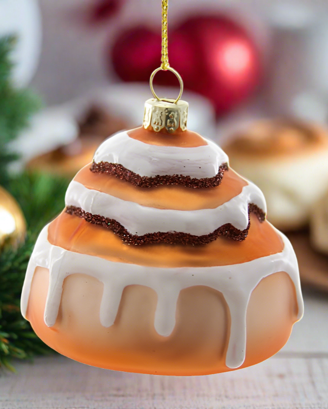Christmas Cheer All Year Cinnamon Roll with Icing Cody Foster Ornament Glass