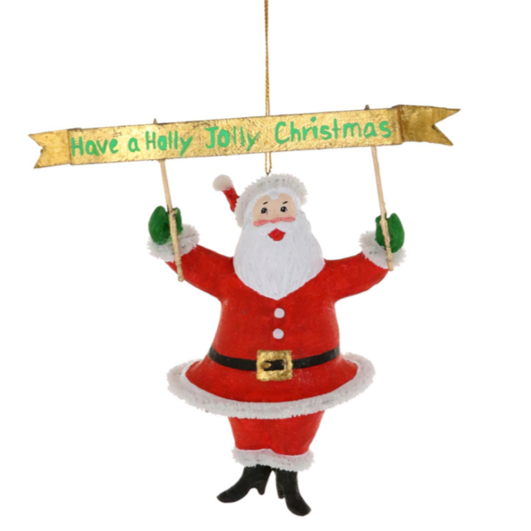 Christmas Cheer All Year Holly Jolly Santa Ornament by Cody Foster