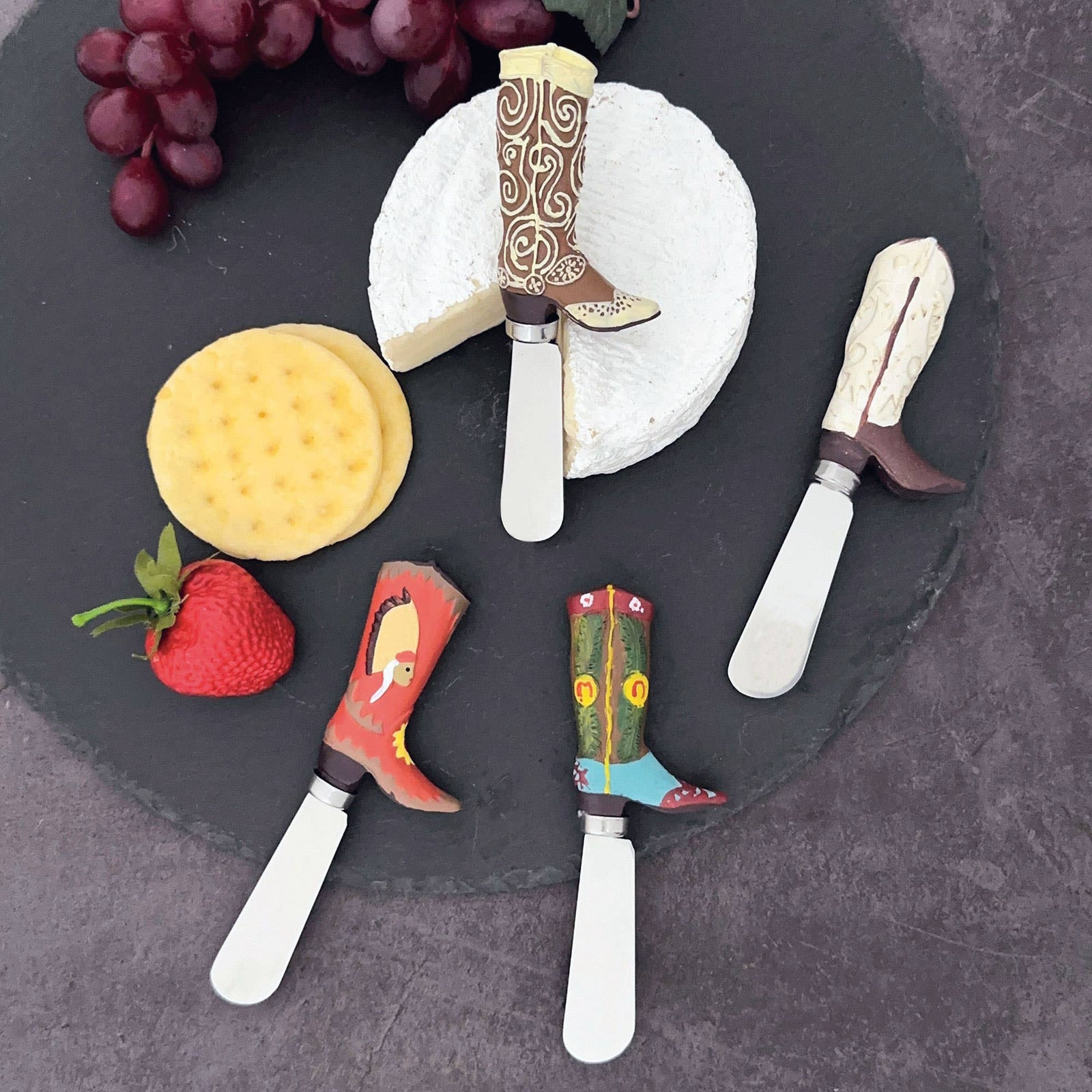 The Canton Christmas Shop Cowboy Boot Polyresin Cheese Dip Spreader Assortment