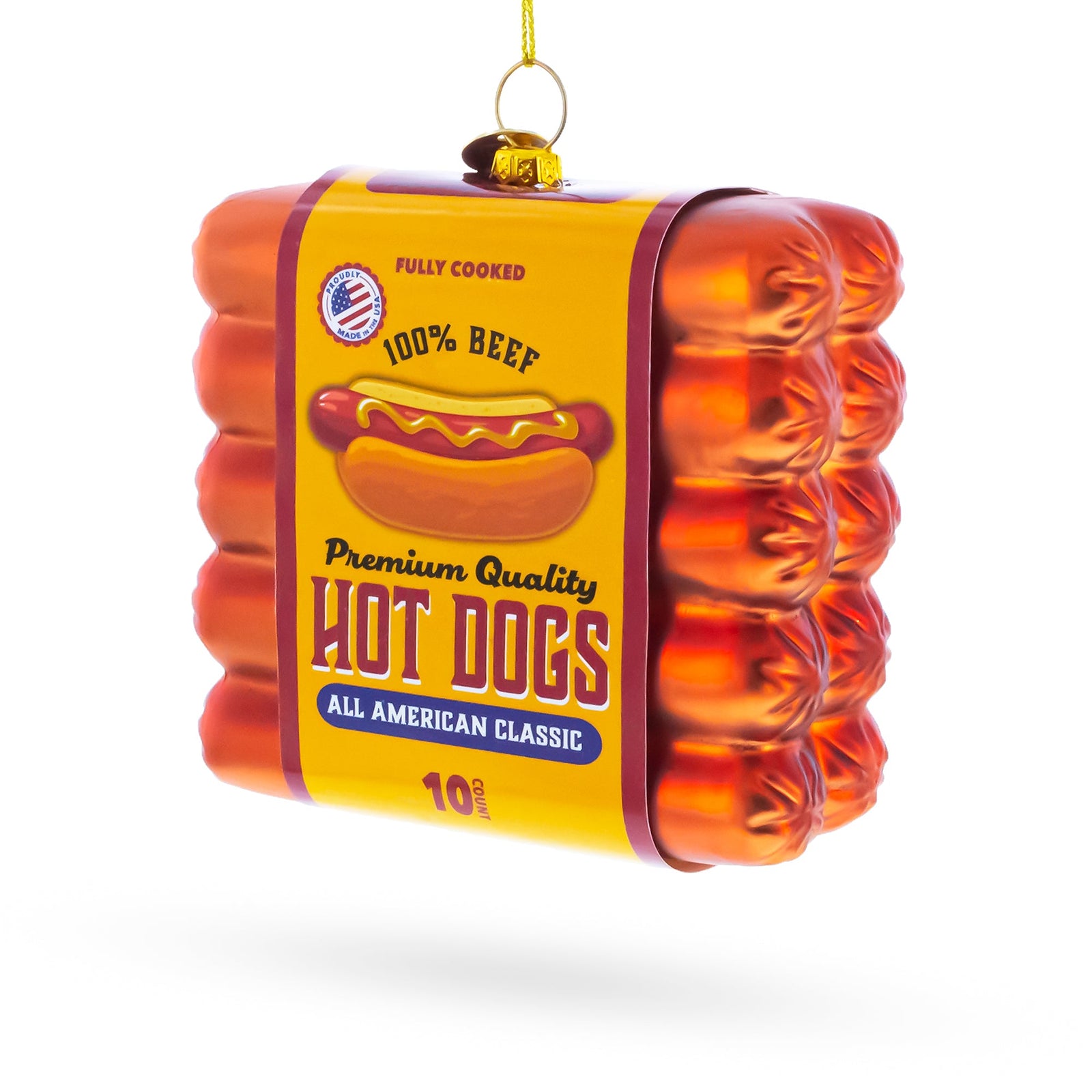 Premium Hot Dogs Pack Glass Ornament