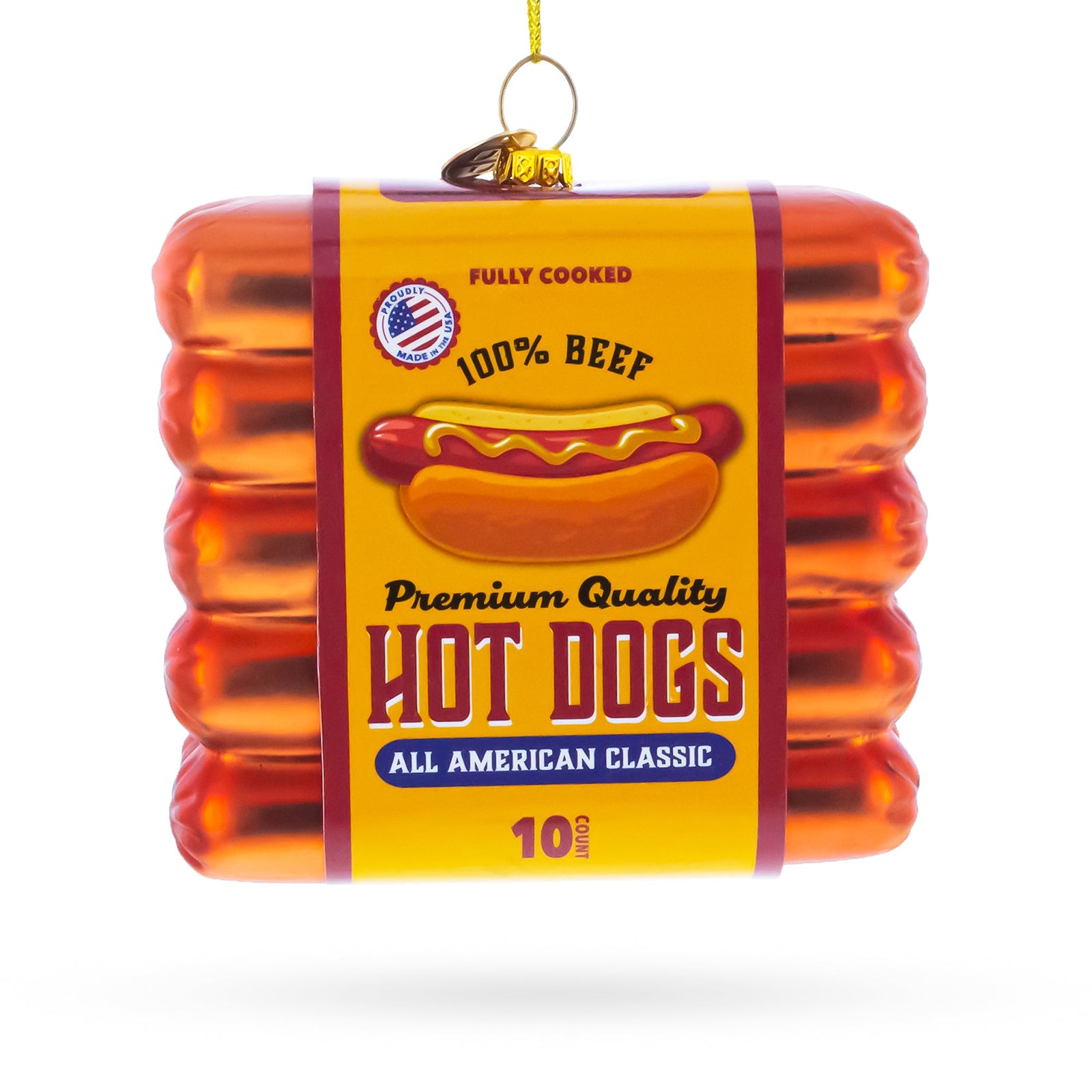 Premium Hot Dogs Pack Glass Ornament