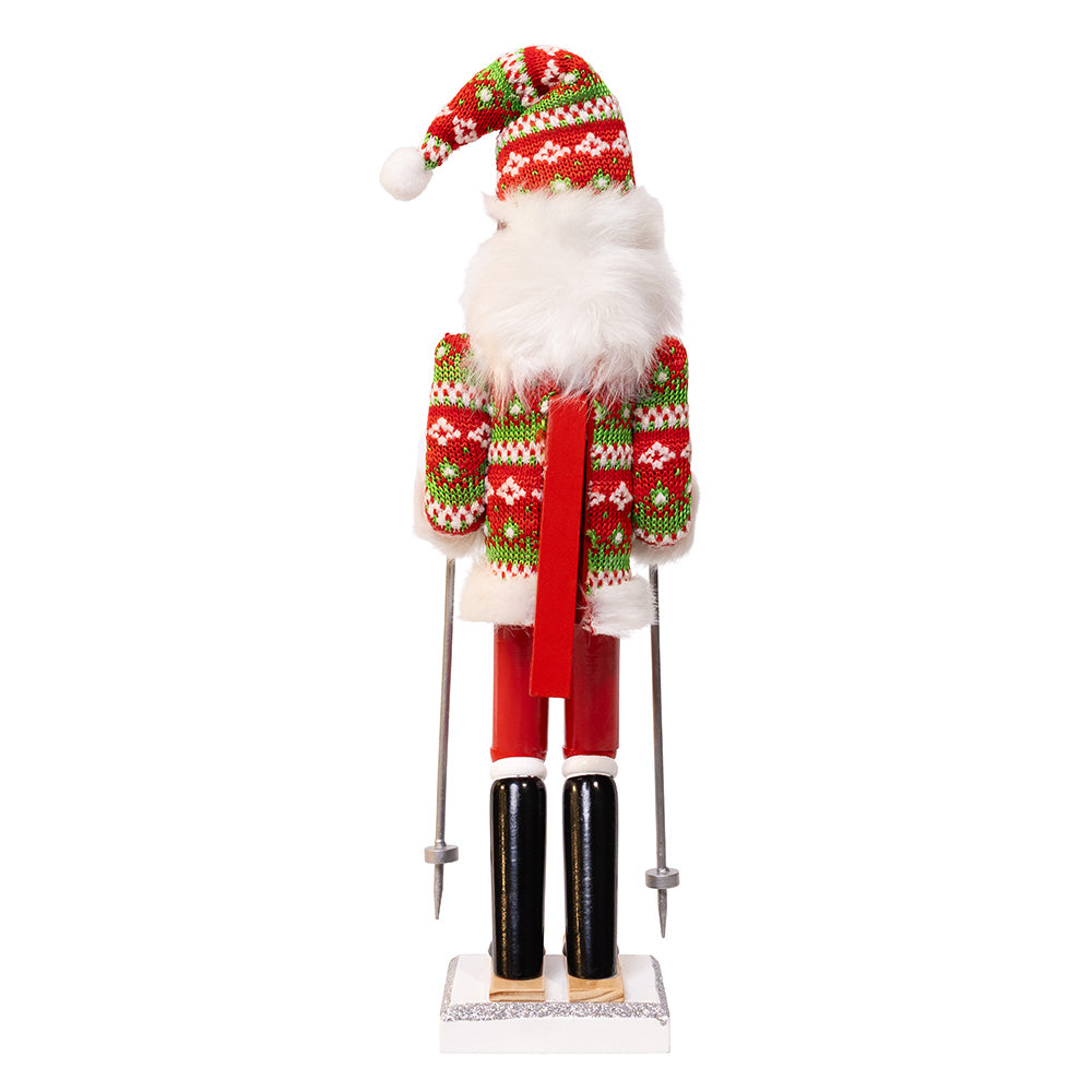 Rear view of 15" ski santa nutcracker by Kurt Adler Christmas Cheer All Year