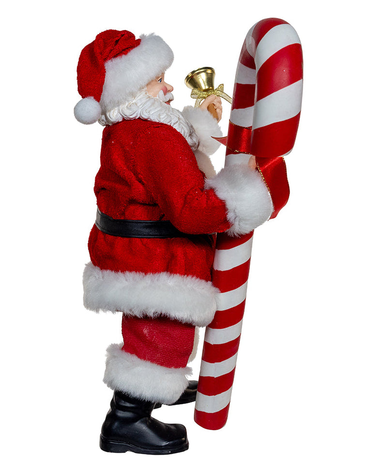 Christmas Cheer All Year FA0202 Santa Fabriche Figurine Holding Candy Cane