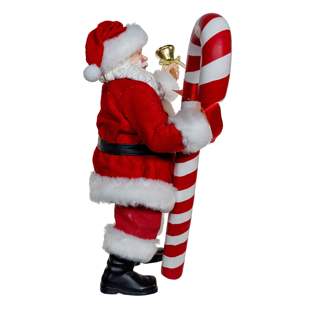 Christmas Cheer All Year FA0202 Santa Fabriche Figurine Holding Candy Cane