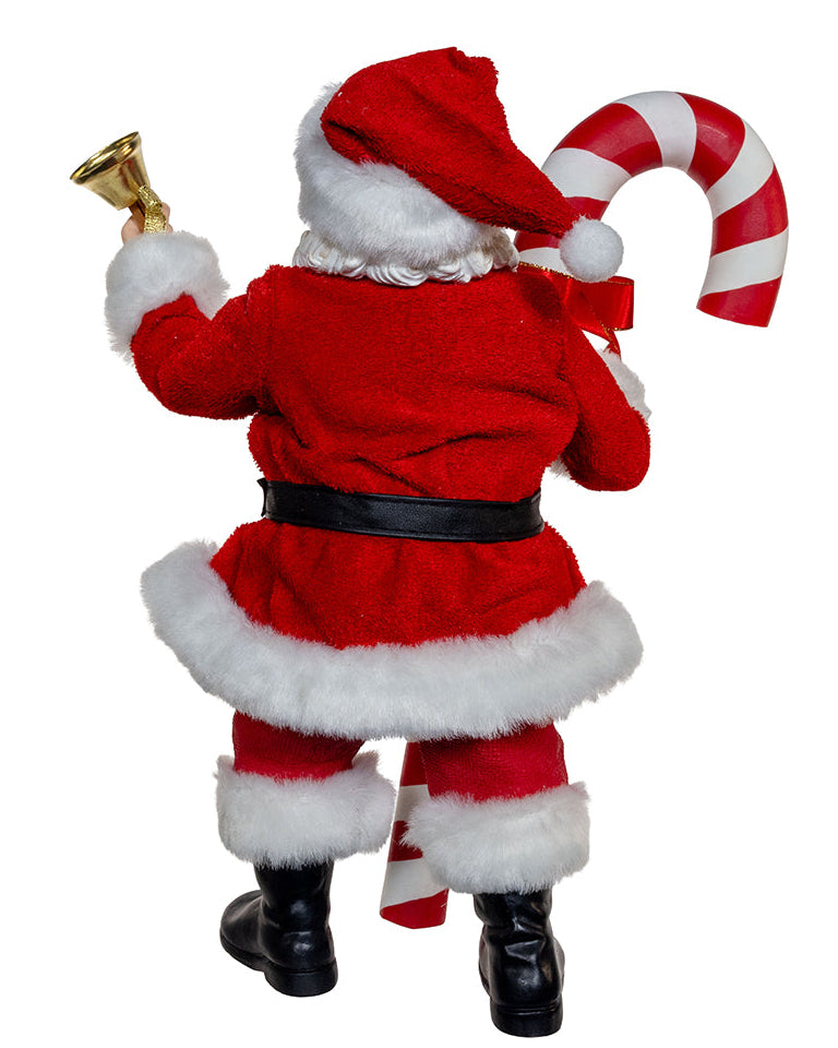 Christmas Cheer All Year FA0202 Santa Fabriche Figurine Holding Candy Cane
