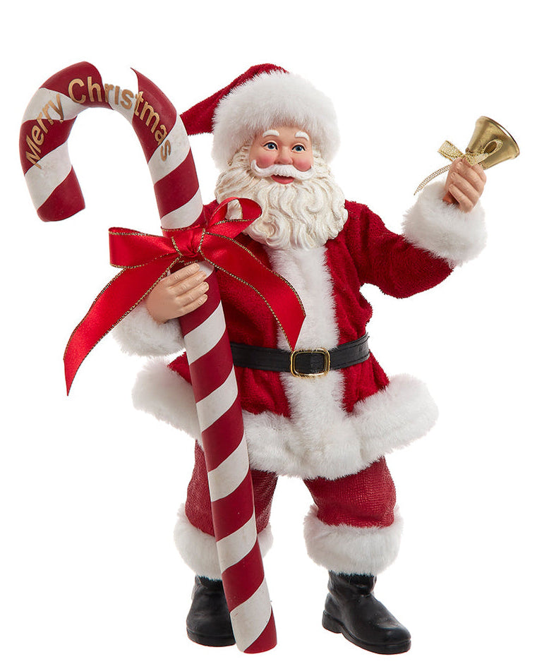 Christmas Cheer All Year FA0202 Santa Fabriche Figurine Holding Candy Cane