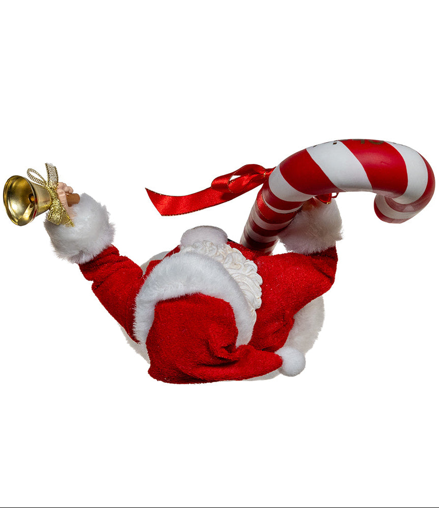 Christmas Cheer All Year FA0202 Santa Fabriche Figurine Holding Candy Cane