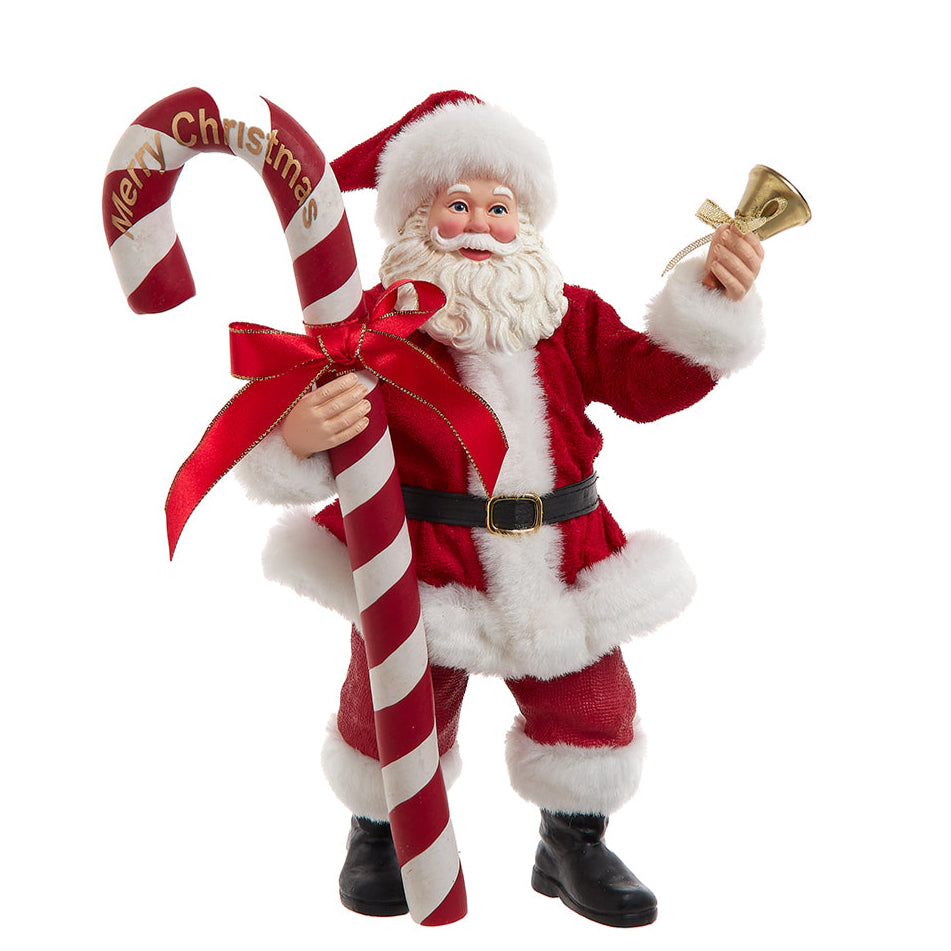 Christmas Cheer All Year FA0202 Santa Fabriche Figurine Holding Candy Cane