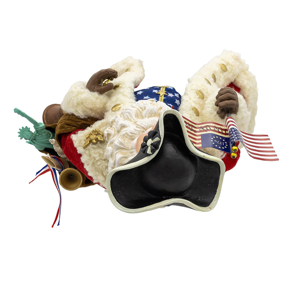 Christmas Cheer All Year Santa Claus figure with American flag 250th America Anniversary Statue of Liberty and Independence Day accessories 
