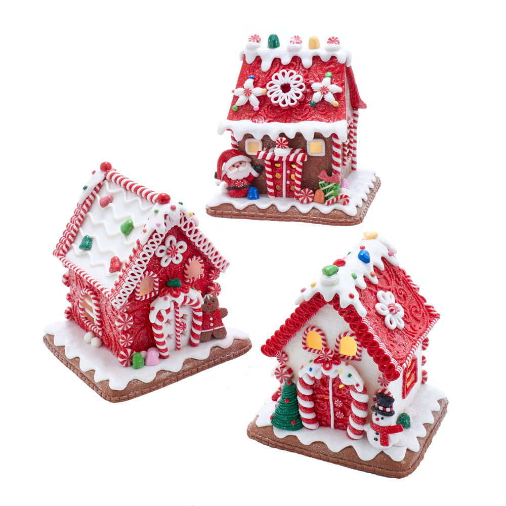 Christmas Cheer All Year 5.5" Battery-Operated LED Gingerbread Candy Houses, 3 Assorted by Kurt Adler