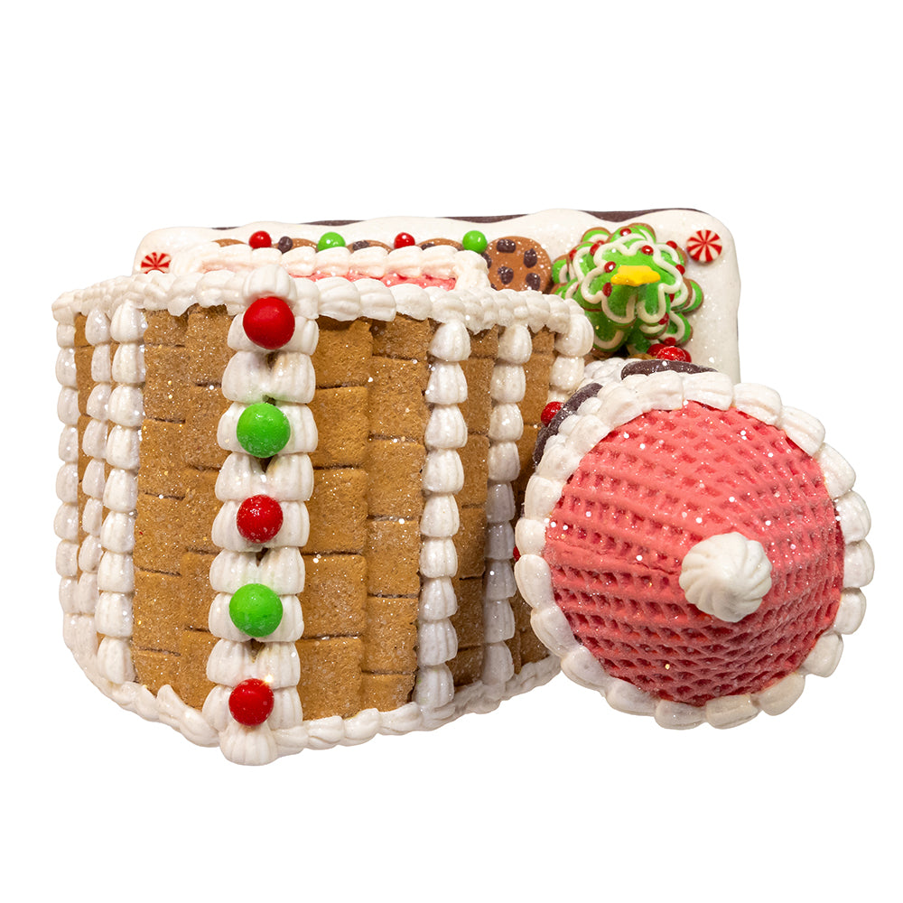 Christmas Cheer All Year Top View of Gingerbread house barn roof and silo