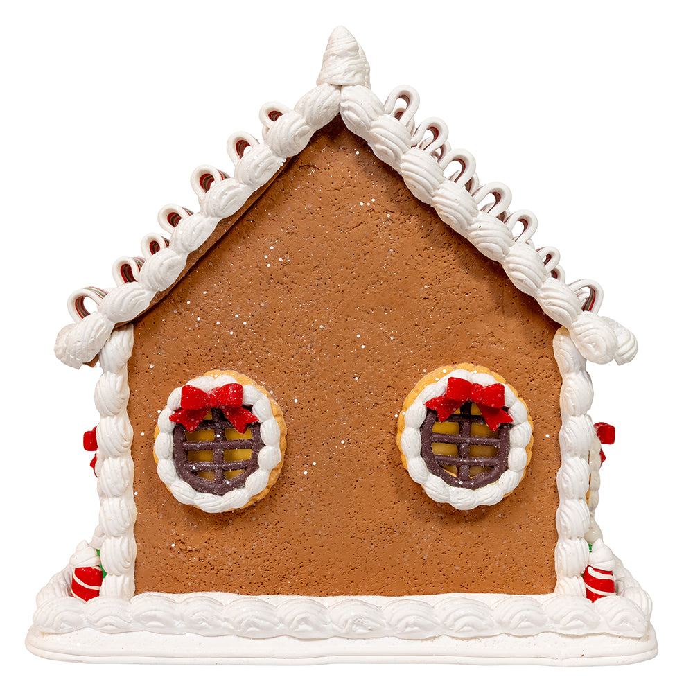 9" Battery Operated Gingerbread House With Santa & Ribbon Candy Roof