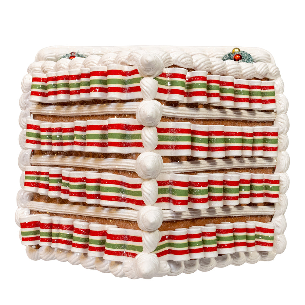 9" Battery Operated Gingerbread House With Santa & Ribbon Candy Roof