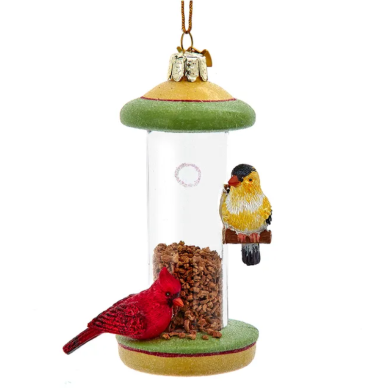Christmas Cheer All Year Kurt Adler Noble Gems Glass Bird Feeder Ornament Nature Cardinal Winter Christmas birds