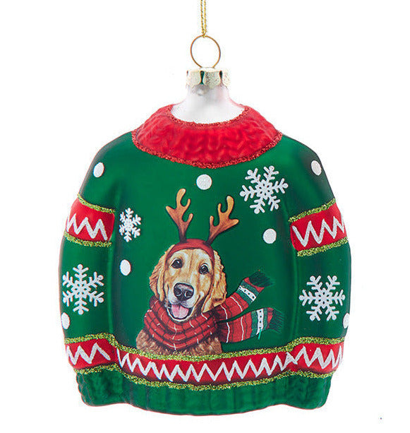 Christmas Cheer All Year Dog Sweater Glass Ornament H1649 Kurt Adler