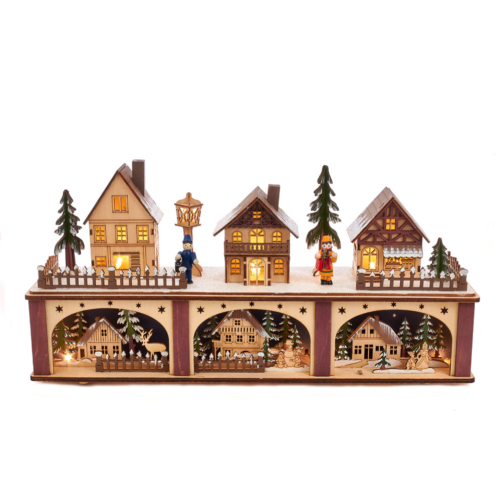 Christmas Cheer All year H6322 Battery-Operated LED Wooden Village Houses by Kurt Adler