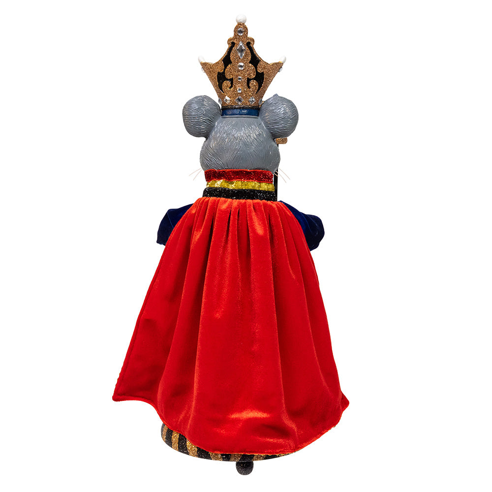 Rear view of Mouse King Nutcracker in red cape by Kurt Adler Christmas Cheer All Year