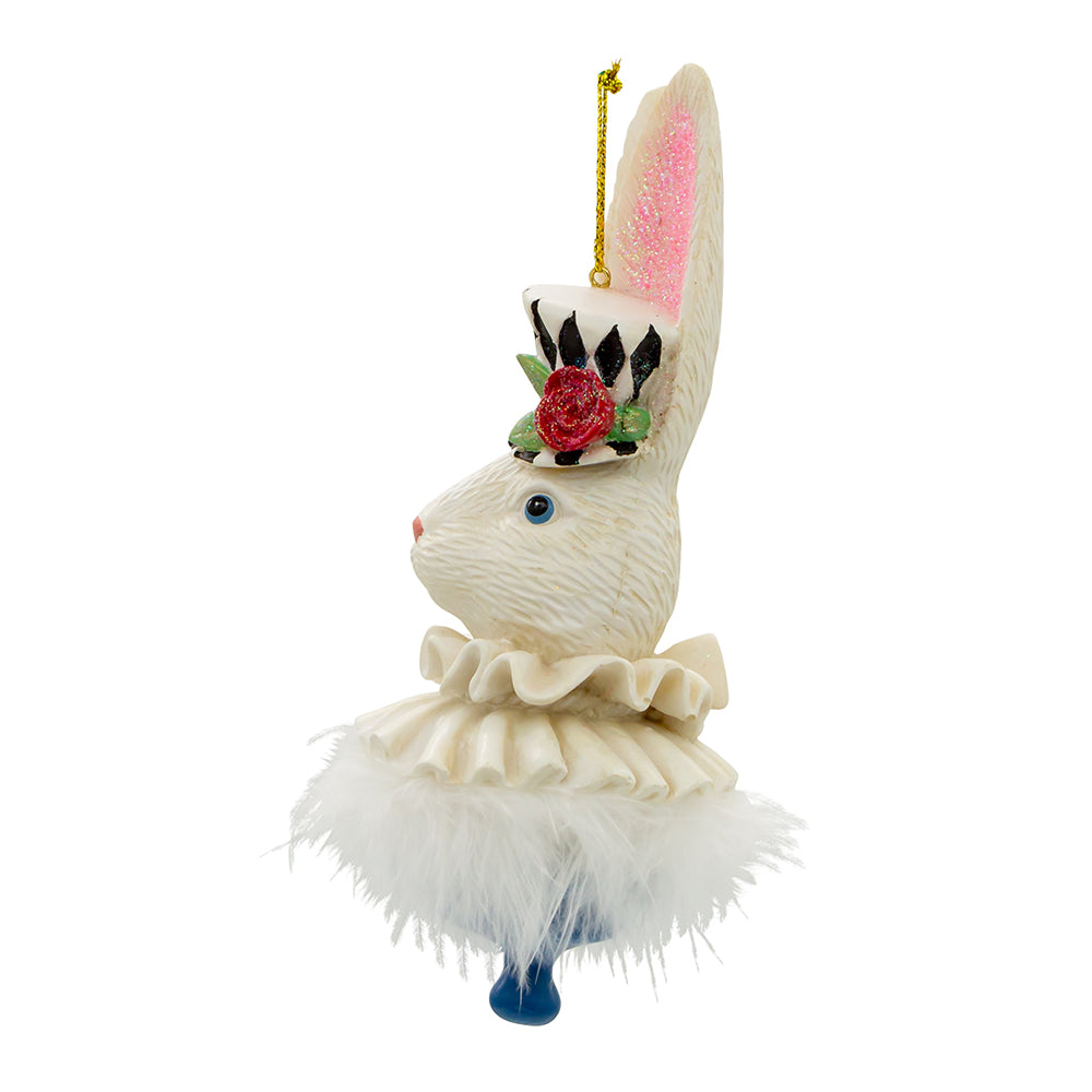 Christmas Cheer All Year Alice in Wonderland Rabbit Hollyhat Ornament by Kurt Adler