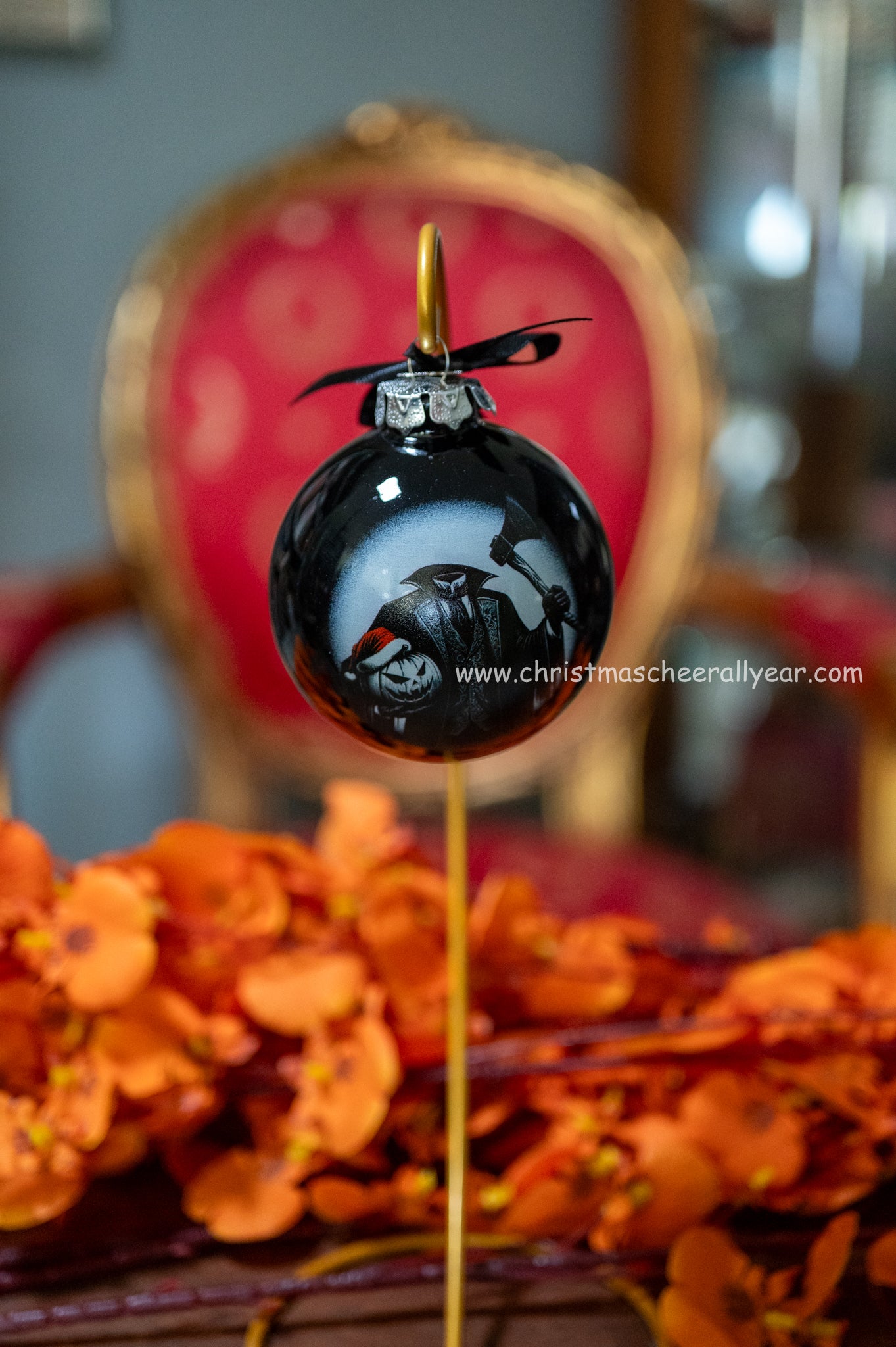 Headless Horseman Glass Christmas Ball Ornament