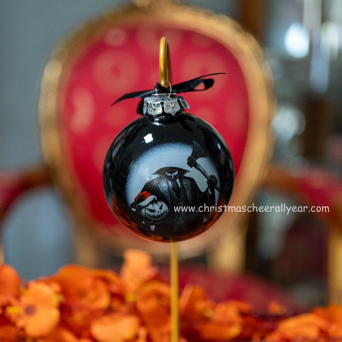 Headless Horseman Glass Christmas Ball Ornament