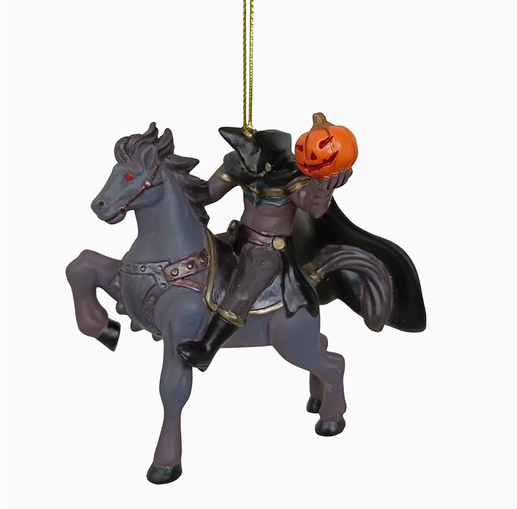 The Canton Christmas Shop Headless Horseman Ornament Spooky Scary for Halloween on white background