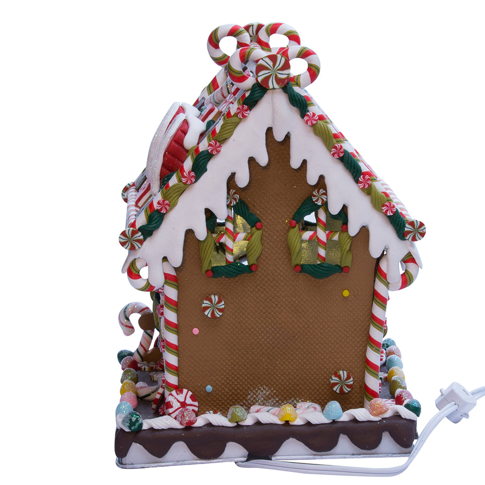 Christmas Cheer All Year 8 5/8" Decorated Gingerbread Candy House with C7 Lighting by Kurt Adler
