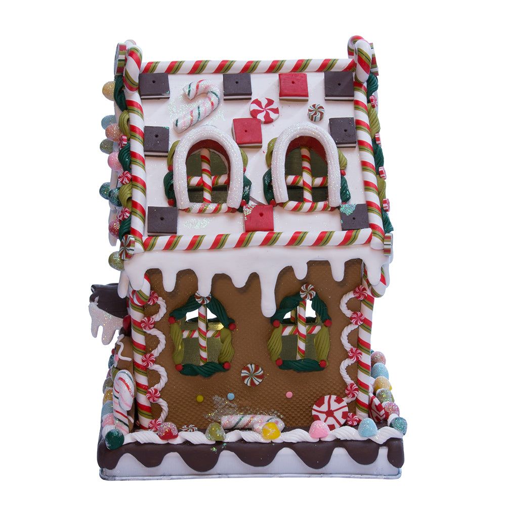 Christmas Cheer All Year 8 5/8" Decorated Gingerbread Candy House with C7 Lighting by Kurt Adler