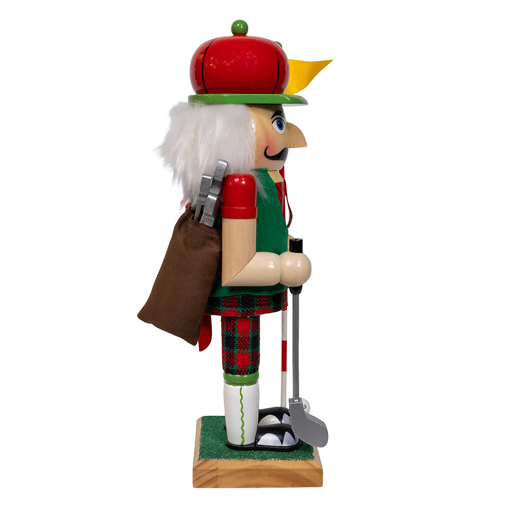 Christmas Cheer All Year J9276 Wooden Golf nutcracker holding flagstick and putter
