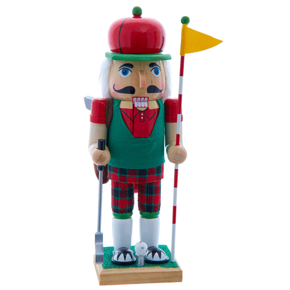 Christmas Cheer All Year J9276 Wooden Golf nutcracker holding flagstick and putter