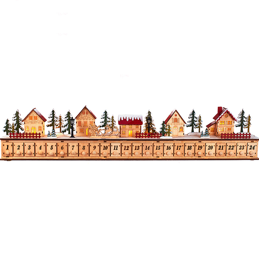 Christmas Cheer All Year JEL0992 Lit Christmas Village Mantlepiece Horizontal Advent Calendar by Kurt Adler