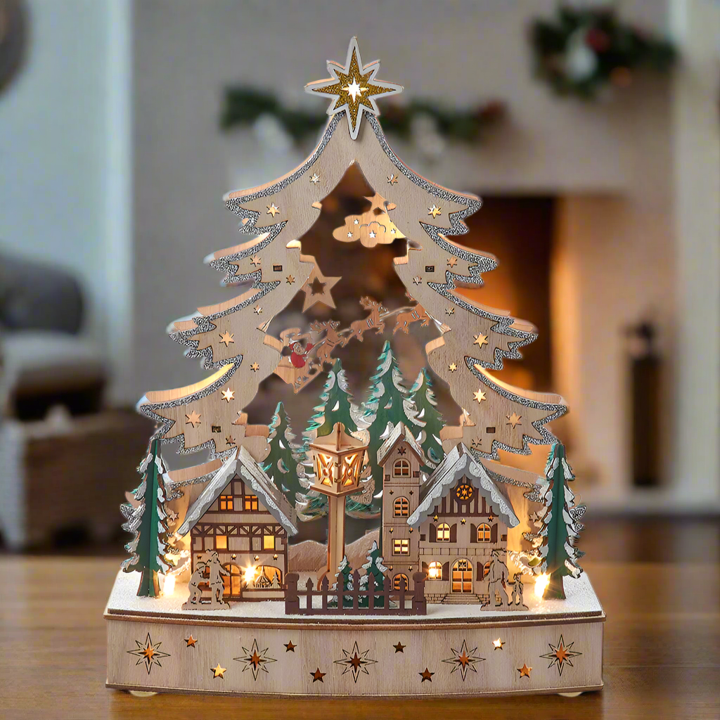 Christmas Cheer All Year JEL1016 12.6" Battery Operated Lighted Christmas Tree Village Kurt Adler