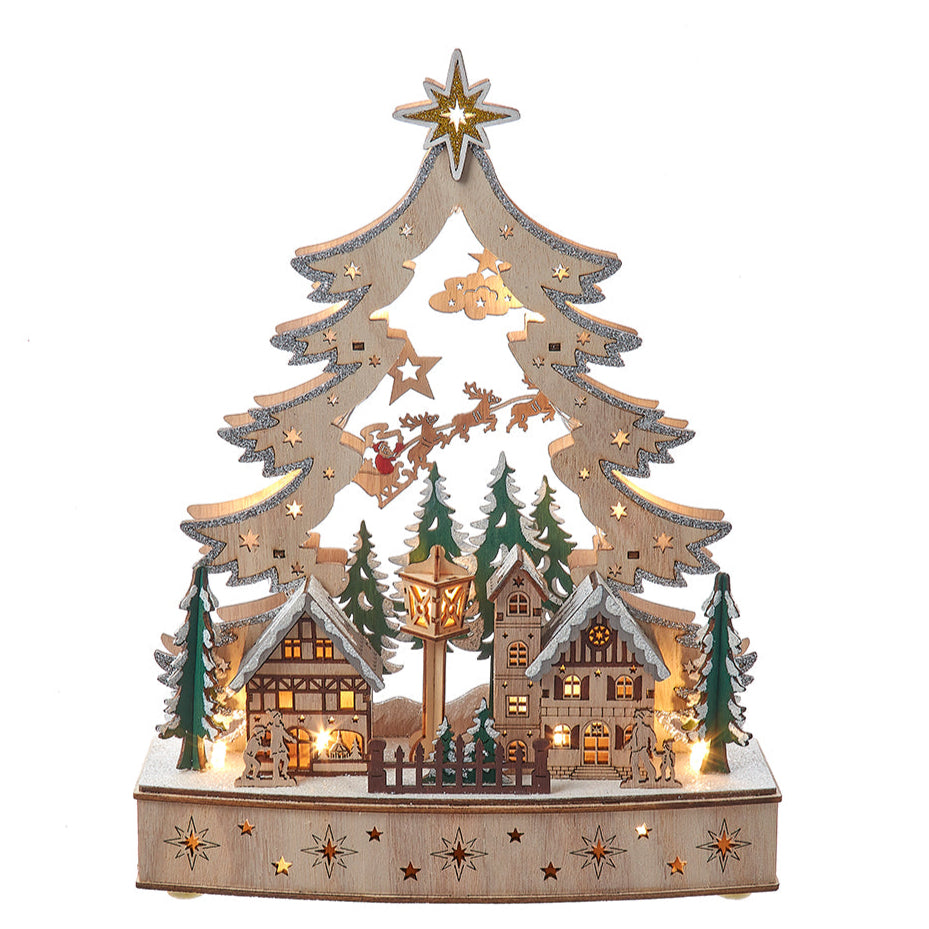 Christmas Cheer All Year JEL1016 12.6" Battery Operated Lighted Christmas Tree Village Kurt Adler