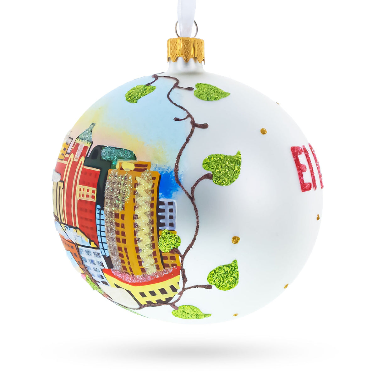 El Paso, Texas, USA Glass Ball Christmas Ornament 4 Inches