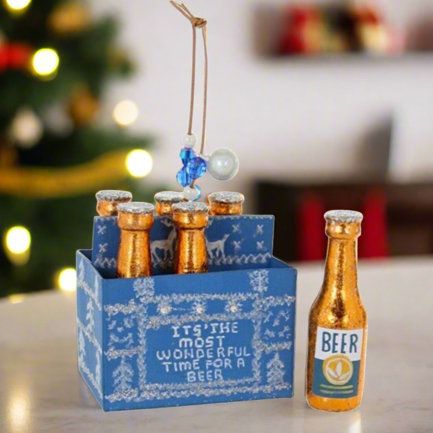 Christmas Cheer All Year Wonderful Time for a Beer Cody Foster Ornament in kitchen