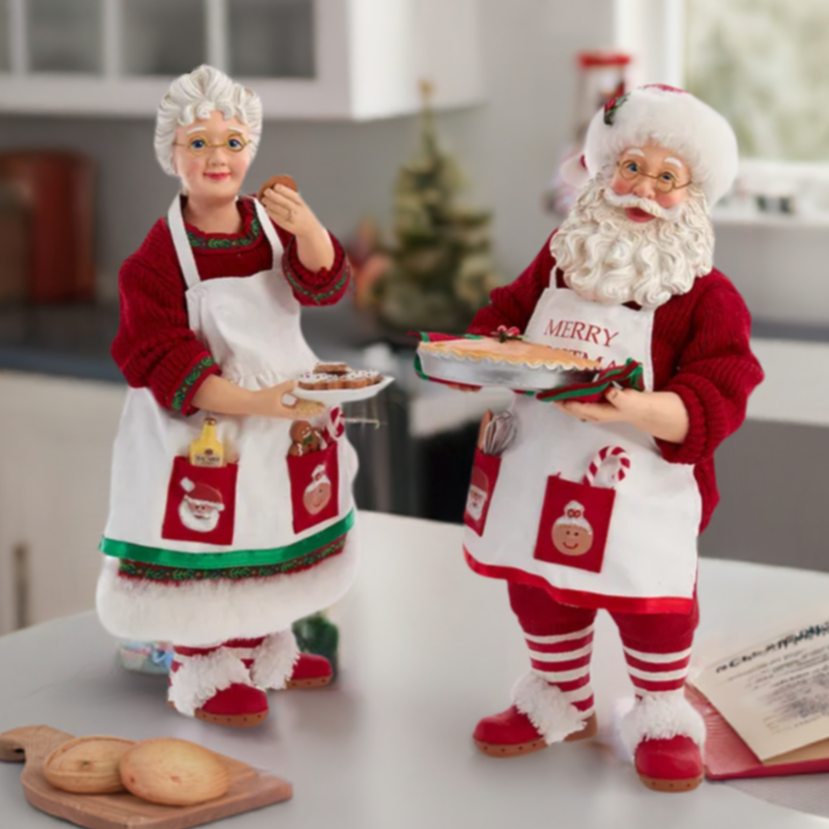 The Canton Christmas Shop Santa Claus and Mrs Clause Cookie Plate Pie Kurt Adler Fabriche Collectible Figurines FA0146