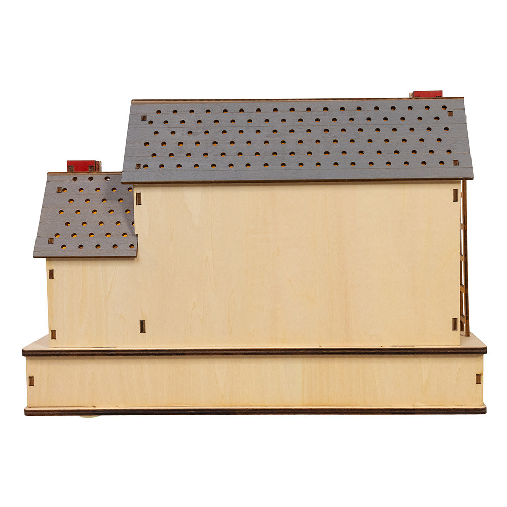 Christmas Cheer All Year lighted wood snowy National Lampoon's Christmas Vacation house with illuminated windows by Kurt Adler NL5251