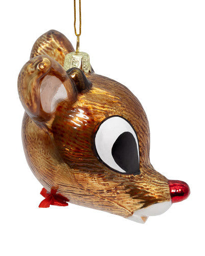 Christmas Cheer All Year Rudolph the Red Nosed Reindeer Glass Head Ornament by Kurt Adler