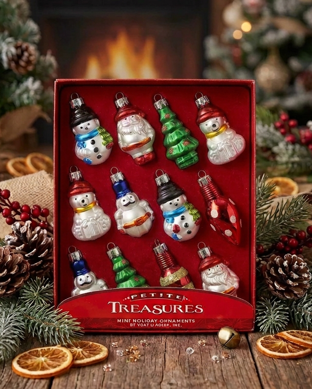 Christmas Cheer all year petite treasures plastic mini ornament set by kurt adler