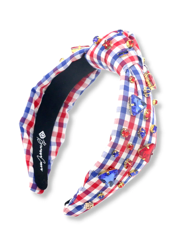 The Canton Christmas Shop Red White and Blue Gingham Headband from Brianna Cannon