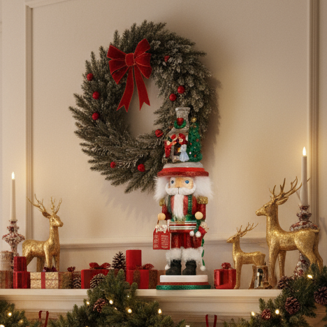 Christmas Cheer All Year 17.5" Hollywood nutcrackers stockings on fireplace HA0467 by Kurt Adler