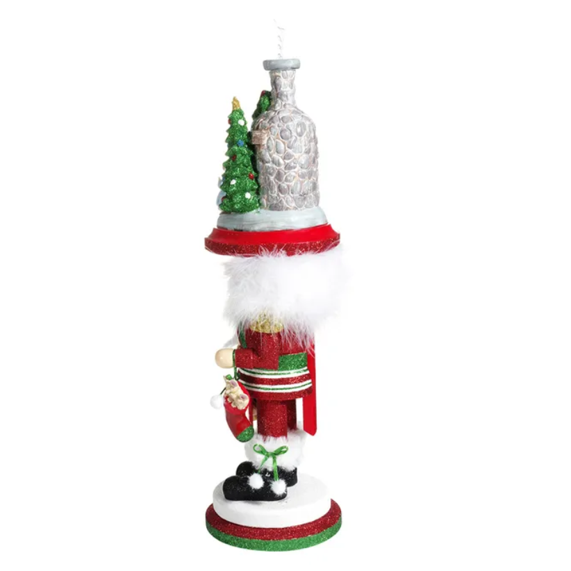 The Canton Christmas Shop 17.5" Hollywood nutcrackers stockings on fireplace by Kurt adler on white background left side view