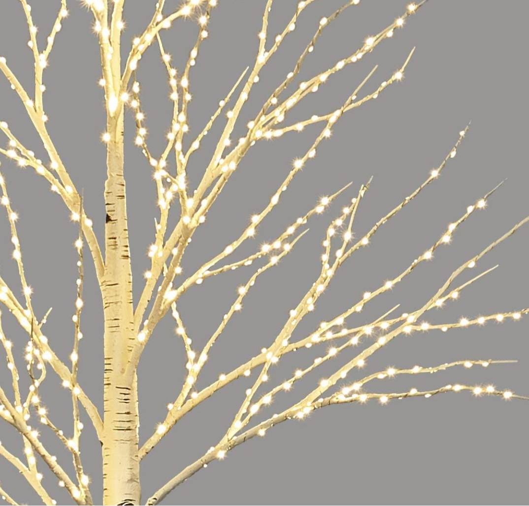 Decorative tree with illuminated branches on a gray background christmas cheer all year